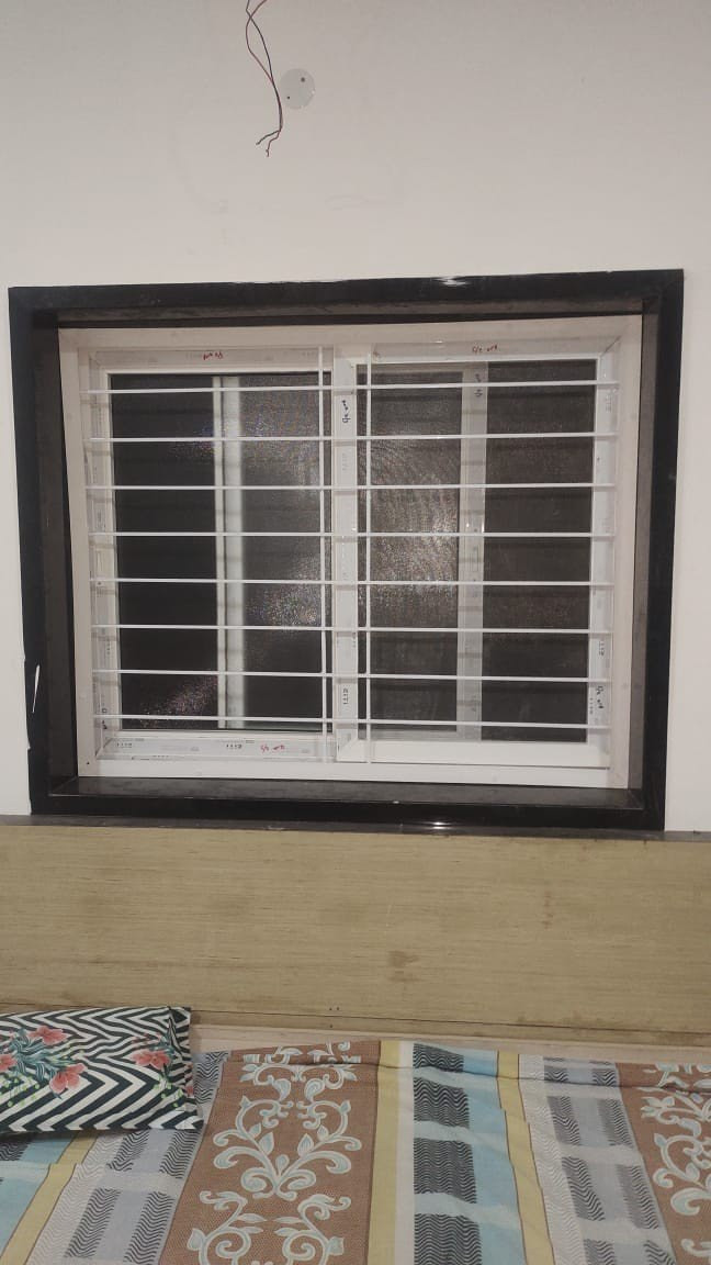 Upvc White Sliding Window With Mesh With Powder Coating Grills