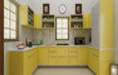 Yellow Colour Modular Kitchen by Baba Ji Plywood & Hardware