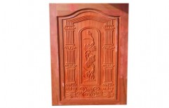 Brown Carved Wooden Door
