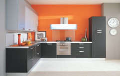 L Shaped Modular Kitchen by Gee Vee Interiors & Exteriors