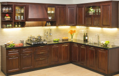 Wooden L Shape Modular Kitchen by ASR Enterprises