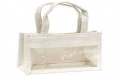 White Jute Gift Bag With PVC Window by Giriraj Nature Care Bags