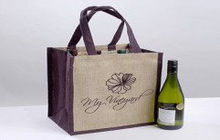 Body Print Jute Wine Bottle Bag by Indarsen Shamlal Private Limited