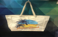 Canvas Bag With Beach Print by Giriraj Nature Care Bags