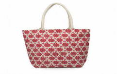 Juteberry Jute Bags Orange Small Floral Print by Juteberry Export