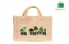 Juteberry Promotional Jute Bag Green Print by Juteberry Export
