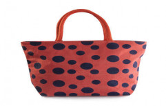 Juteberry Orange Polka Dot Jute Bag by Juteberry Export