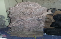 Utkalika Pink Stone Saraswati Statue by Orissa State Co-operative Handicrafts Corporation Ltd.