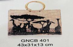 Jute Bag With Animal Print by Giriraj Nature Care Bags
