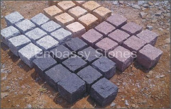 Cobblestones Black, Red, Yellow & Grey Natural Hand Cut by Embassy Stones Private Limited
