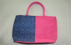 Pink and Blue Jute Hand Bag by Uma Spinners Pvt. Ltd.