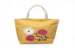 Juteberry Jute Floral Embroidery Bag by Juteberry Export