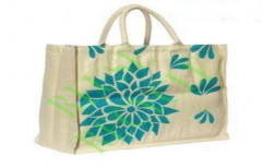 Blue Printed Jute Bags for Picnic by Green Packaging Industries (P) Limited