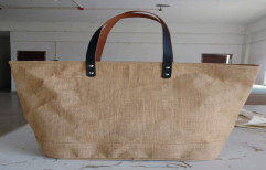 Jute Beach Bag With Leather Handle by Giriraj Nature Care Bags