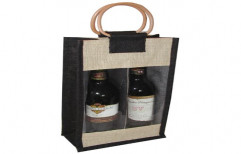 Jute Bottle Bags with PVC Window by Green Packaging Industries (P) Limited