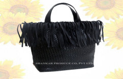 Leather Hand Woven Tote Bag by Shankar Produce Co. Pvt Ltd