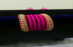 Pink Color Thread Bangle by Home Based Company