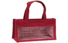 Red Jute Gift Bag with Window by Giriraj Nature Care Bags