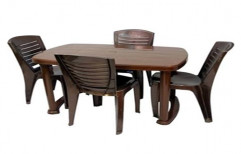 Plastic Dining Table Chair Set by Vishal Furniture
