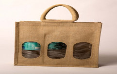 Three-Section Jute Wine/Bottle Bag by Cmtp Export Pvt.Ltd.