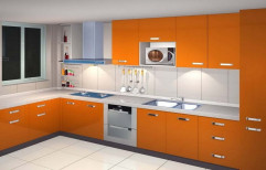 L Shape Modular Kitchen by Tejas Interiors