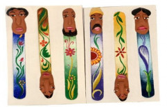 Book Mark Painted Terracotta Face Set Of 06 by Nirmitee Art Connoisseurs