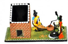 Wrought Iron Figures And Wood Pen Stand by Nirmitee Art Connoisseurs