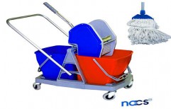 Double Bucket Mop Wringer Trolley by NACS India