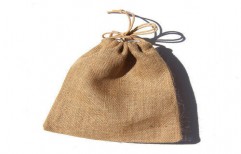 Brown Jute Pouch Bag by Chandra Industries