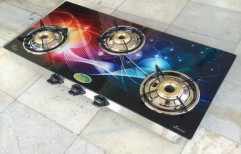3 Burner Gas Stove with Glass by Hare Krishna Sales