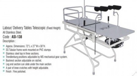 Labour Table Telescopic (Fixed height) ALL SS ASI-138 by SS Medsys