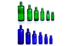 Blue and Green Glass Bottles by Priya Components