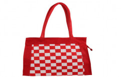 Red and White Checks Jute Hand Bag by Arihant Enterprise