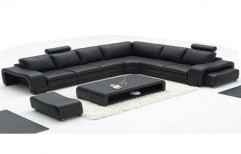 Black Leather Sofa Set by Krishna Enterprise