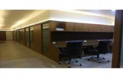 Office Polished Wooden Glass Partition by Divya Designs