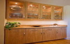 Wooden Glass Cupboard by Comfort Modulars & Interiors