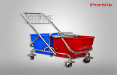 Partek SS50R Stainless Steel Double Bucket Mopping Trolley by Nutech Jetting Equipments India Pvt. Ltd.