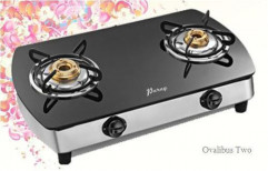 Two Burner Gas Stove With Glass Top by Hare Krishna Sales