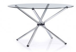 Glass And Stainless Steel Transparent Glass Round Table