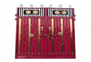 Paint Coated Pink Colored Decorative Iron Door, For Home, Single