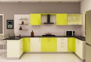 U Shape Modular Kitchen Cabinet by Ghar Interio