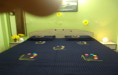 Blue Applique Work Designer Bed Sheets, Size: 250 Cm 250 Cm