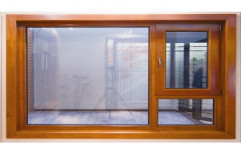 Brown Hinged and Fixed Wood Window