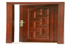 Brown Gi Steel Safety Door, For Home, Single