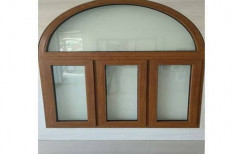 Brown UPVC Glass Arc Window
