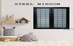 Gray Powder Coated STEEL WINDOW, For Residential, Size/Dimension: 135x100