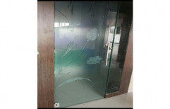 Hinged Printed Designer Etched Glass Door, for Office