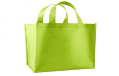 Loop Handle Green Plain Non Woven Bag, Capacity: 3 Kg