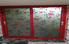 Red Powder Coated Aluminium Sliding Window, For Home