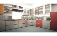 Stainless Steel L Shape SS Modular Kitchen, Kitchen Cabinets